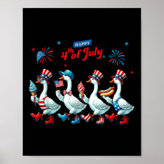 Glückwunsch 4. Juli Enten Gänse Flag 4. Juli Poster