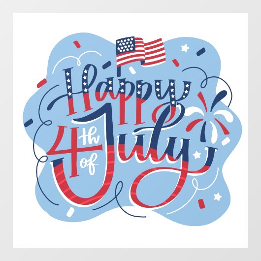 Glückwunsch 4. Juli Fensteraufkleber (Blatt)