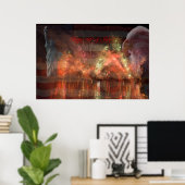 Glückwunsch 4. Juli - Feuerwerk Flag Adler und Sta Poster (Heimbüro)