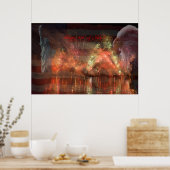 Glückwunsch 4. Juli - Feuerwerk Flag Adler und Sta Poster (Küche)