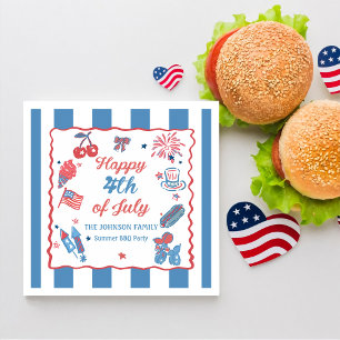 Glückwunsch 4. Juli Feuerwerk GRILLEN Party Napkin Serviette