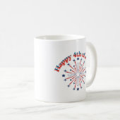 Glückwunsch 4. Juli Feuerwerk Kaffeetasse (VorderseiteRechts)