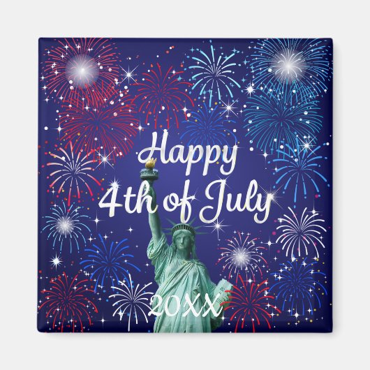 Glückwunsch 4. Juli Feuerwerk Magnet (Vorne)