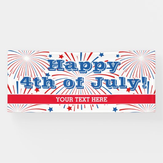 Glückwunsch 4. Juli Feuerwerk Party Custom Banner (Horizontal)