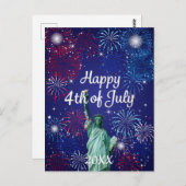 Glückwunsch 4. Juli Feuerwerk Postkarte (Vorne/Hinten)