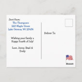 Glückwunsch 4. Juli Feuerwerk Postkarte (Rückseite)