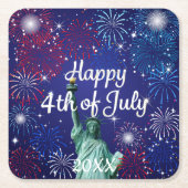 Glückwunsch 4. Juli Feuerwerk Rechteckiger Pappuntersetzer (Vorderseite)