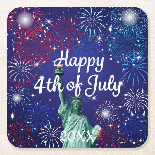 Glückwunsch 4. Juli Feuerwerk Rechteckiger Pappuntersetzer (Vorderseite)