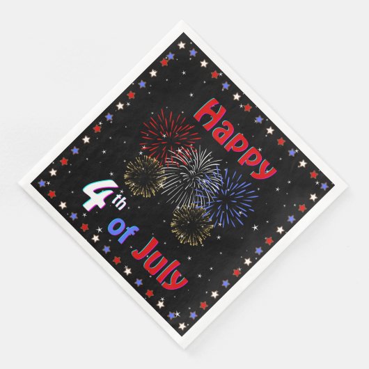 Glückwunsch 4. Juli Feuerwerk Serviette (Ecke)