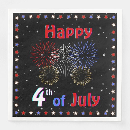 Glückwunsch 4. Juli Feuerwerk Serviette (Vorderseite)