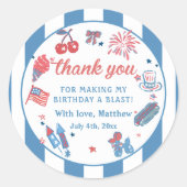 Glückwunsch 4. Juli Fireworks GRILLEN Party Sticke Runder Aufkleber (Vorderseite)