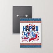 Glückwunsch 4. Juli Fireworks USA-63261 Button (Vorderseite/Rückseite)