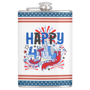 Glückwunsch 4. Juli Fireworks USA-63261 Flachmann