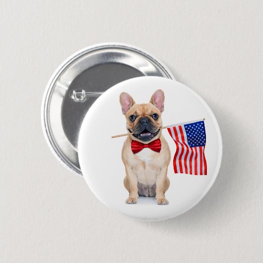 Glückwunsch 4. Juli Französischer Bulldog   Button (Vorne & Hinten)