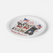 Glückwunsch 4. Juli Französischer Bulldogs Pappteller (Schrägansicht)