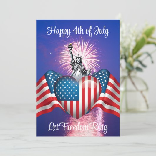 Glückwunsch 4. Juli "Freiheitsring Lass" Karte (Stehend Vorderseite)