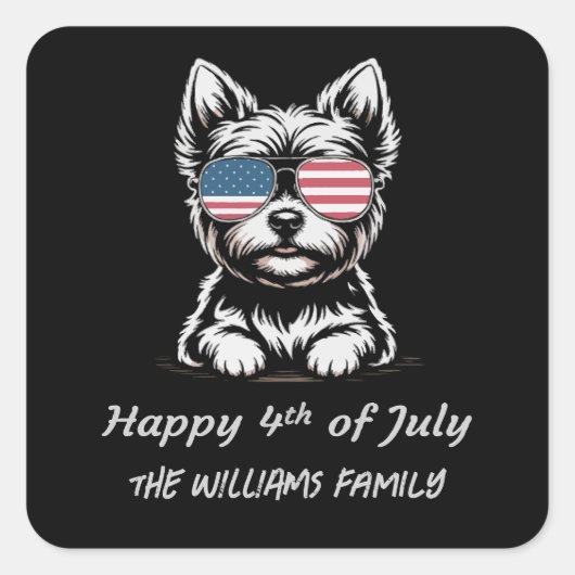 Glückwunsch 4. Juli - Funny Patriotic Dog Sticker (Vorderseite)