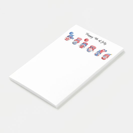 Glückwunsch 4. Juli Gnomes Post-it Klebezettel (angewinkelt)