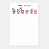 Glückwunsch 4. Juli Gnomes Post-it Klebezettel (Vorderseite)