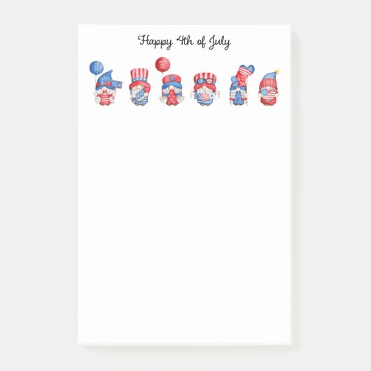 Glückwunsch 4. Juli Gnomes Post-it Klebezettel (Vorderseite)