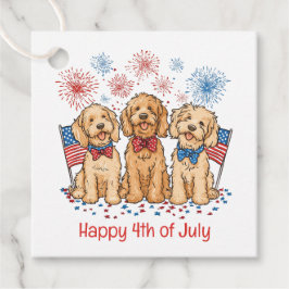 Glückwunsch 4. Juli Goldendoodle Hunde Feuerwerk Geschenkanhänger