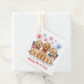 Glückwunsch 4. Juli Goldendoodle Hunde Feuerwerk Geschenkanhänger (Beispiel)