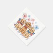 Glückwunsch 4. Juli Goldendoodle Hunde Feuerwerk Serviette (Ecke)