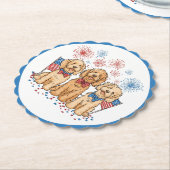 Glückwunsch 4. Juli Goldendoodle Hunde Feuerwerk Untersetzer (angewinkelt)