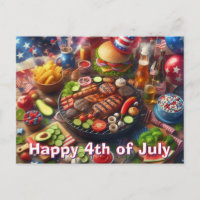 Glückwunsch 4. Juli GRILLEN Postcard