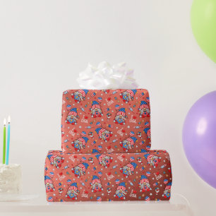 Glückwunsch 4. Juli I Liebe The USA Patriotic Gnom Geschenkpapier