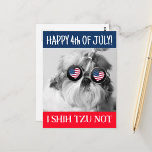 Glückwunsch 4. Juli i shih tzu nicht Hund USA Flag Postkarte