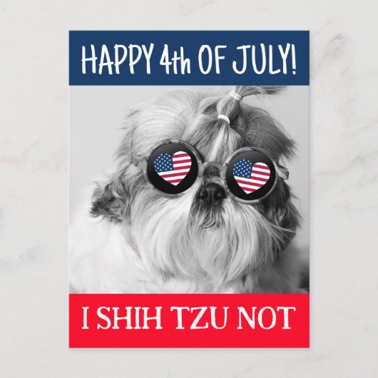 Glückwunsch 4. Juli i shih tzu nicht Hund USA Flag Postkarte (Vorderseite)