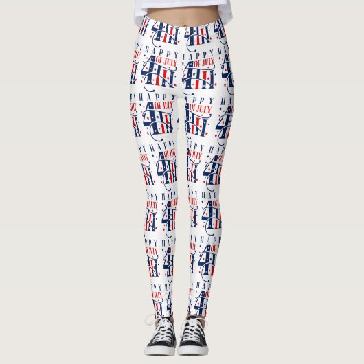 Glückwunsch 4. Juli Independence Day Text Design Leggings (Vorderseite)
