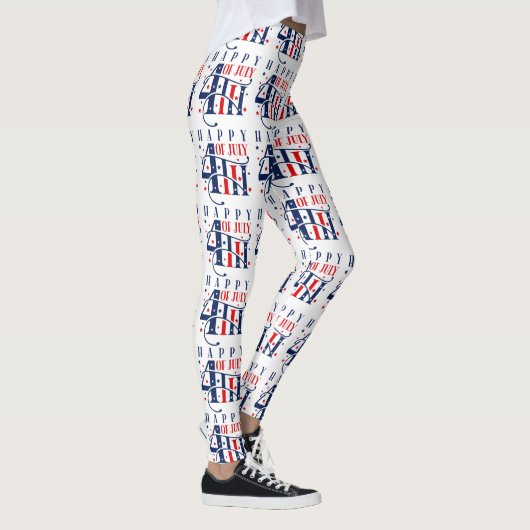 Glückwunsch 4. Juli Independence Day Text Design Leggings (Rechts)