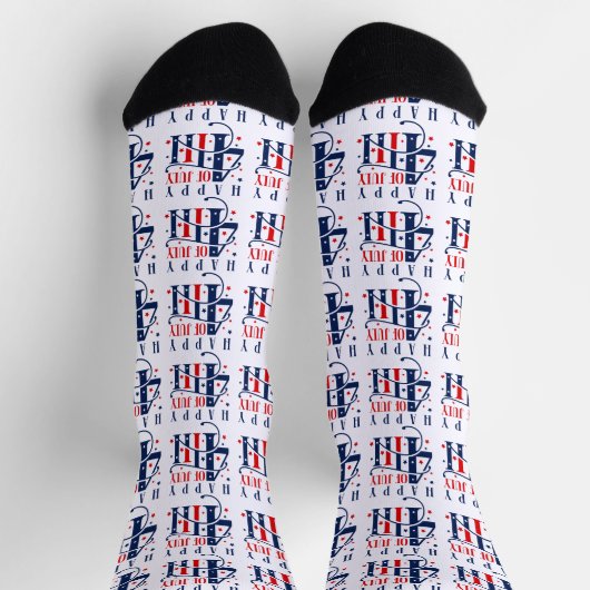 Glückwunsch 4. Juli Independence Day Text Design Socken (Oben)