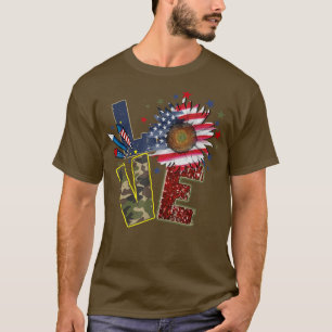 Glückwunsch 4. Juli Liebe Sonnenblumen Unabhängigk T-Shirt