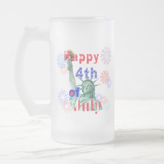 Glückwunsch 4. Juli Mattglas Bierglas (Links)