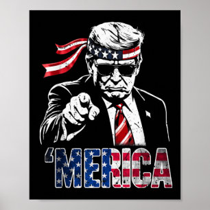 Glückwunsch 4. Juli Merica Trump American Flag USA Poster