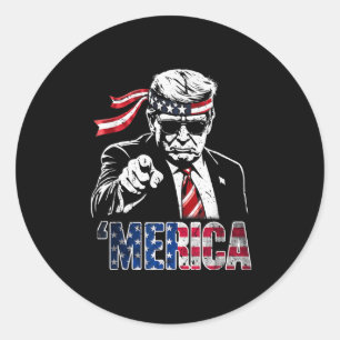 Glückwunsch 4. Juli Merica Trump American Flag USA Runder Aufkleber