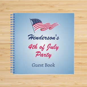 Glückwunsch 4. Juli mit amerikanischem Gästebuch Notizblock