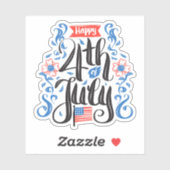 Glückwunsch 4. Juli mit amerikanischer Flagge Aufkleber (Blatt)
