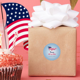 Glückwunsch 4. Juli mit amerikanischer Flagge Runder Aufkleber