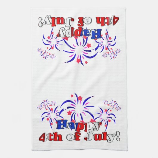 Glückwunsch 4. Juli mit Feuerwerk Geschirrtuch (Vertikal)