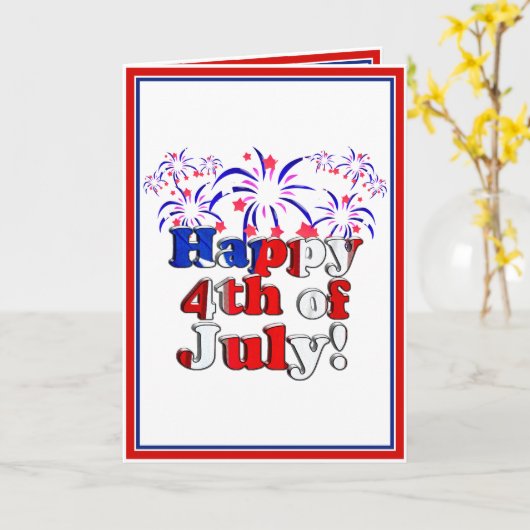 Glückwunsch 4. Juli mit Feuerwerk Karte (Gelbe Blume)