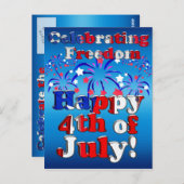 Glückwunsch 4. Juli mit Feuerwerk Postkarte (Vorne/Hinten)