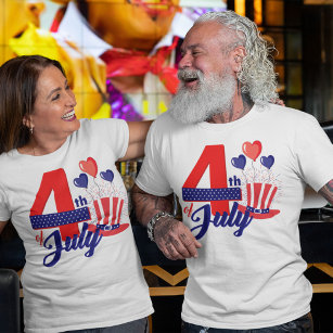 Glückwunsch 4. Juli mit Hut, Balloons T-Shirt