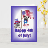 Glückwunsch 4. Juli Mops Card Karte (Gelbe Blume)