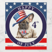 Glückwunsch 4. Juli Mops Weinetikett (Einzelnes Label)