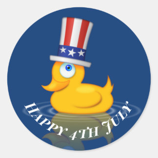 Glückwunsch 4. Juli Niedlich Patriotic Rubbber Duc Runder Aufkleber