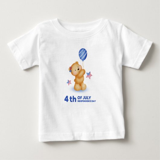 Glückwunsch 4. Juli Niedlich Teddy Bär Baby T-shirt (Vorderseite)